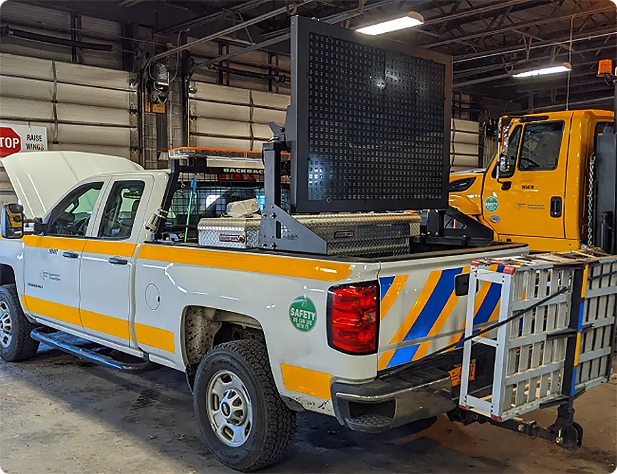pickup truck with LED sign