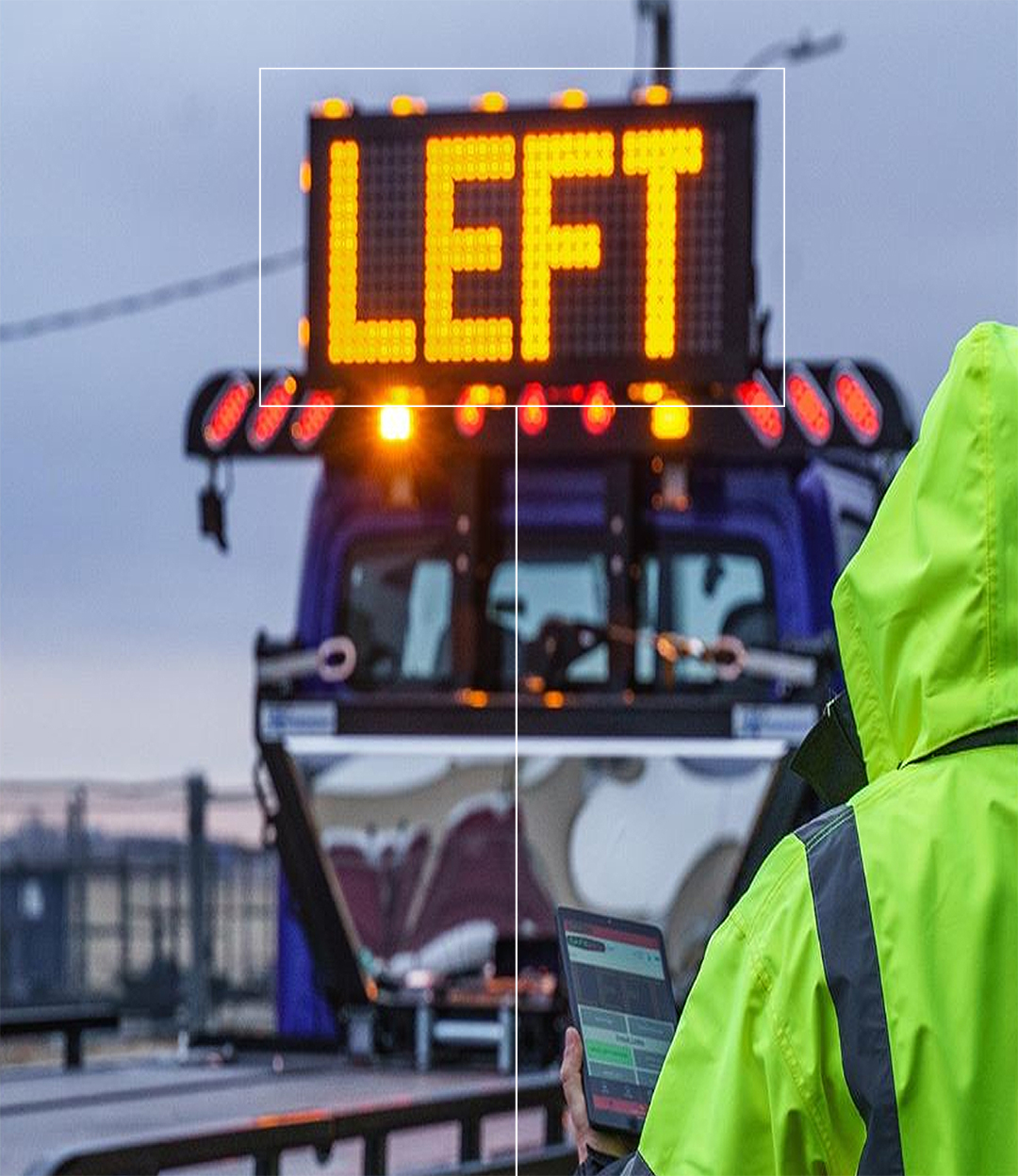 tow truck with LED Variable message board LEFT message
