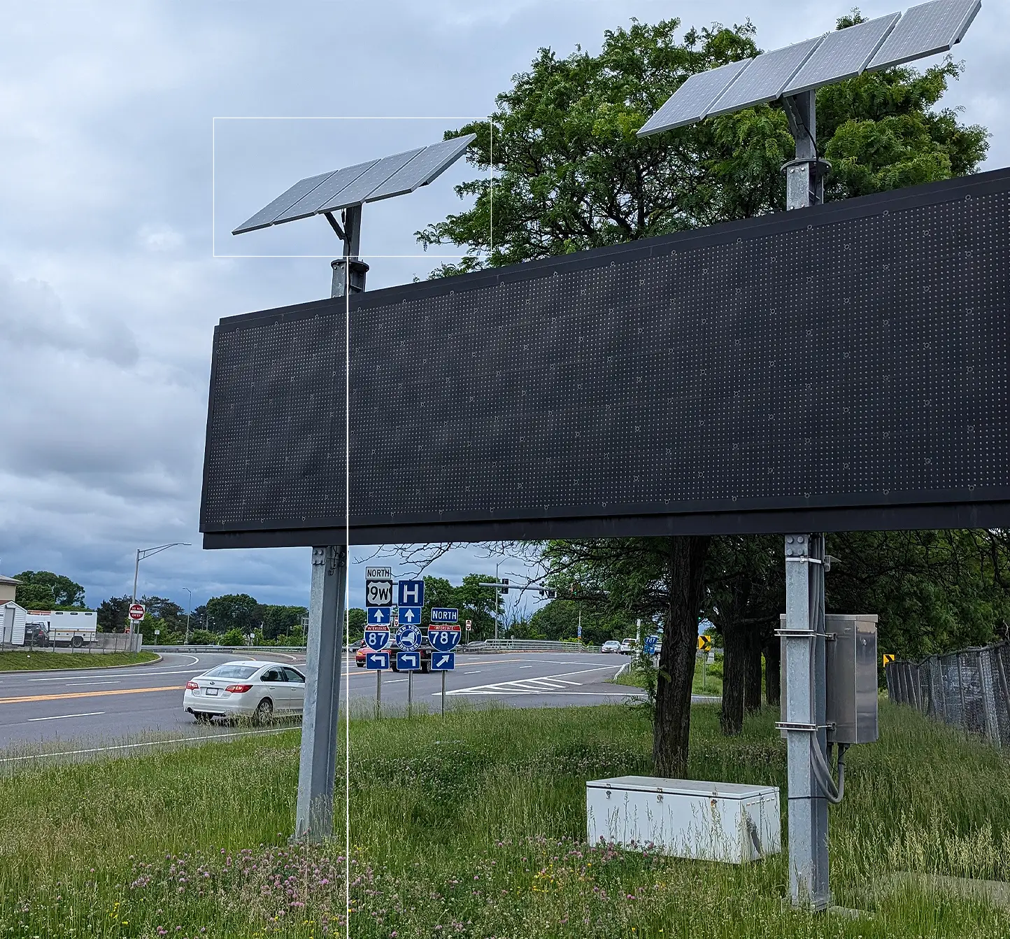Solar-Powered BRICK Dynamic Message Signs on freeway